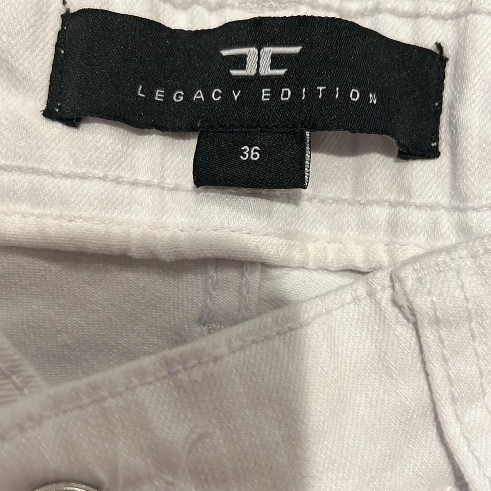 Legacy Edition Men’s Jordan Craig White Distressed Shorts Red Blue Stripe 36